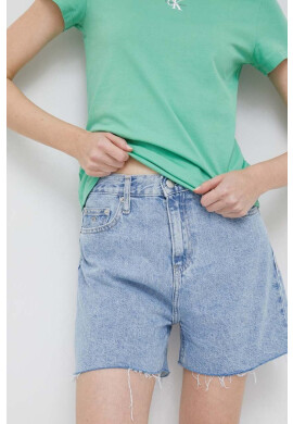 Calvin Klein Jeans Дънкови къси панталони в синьо с изчистен дизайн с висока талия - Pepit.bg