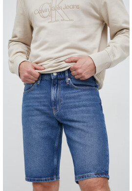 Calvin Klein Jeans Дънкови къси панталони в сиво с изчистен дизайн с висока талия - Pepit.bg