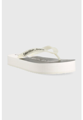 Calvin Klein Jeans Джапанки BEACH SANDAL FLATFORM в бяло с равна подметка YW0YW00716 - Pepit.bg