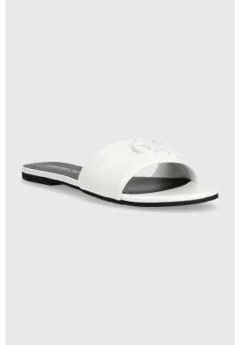 Calvin Klein Jeans Кожени чехли FLAT SANDAL STRAP HW в бяло YW0YW00952 - Pepit.bg