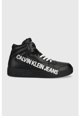 Calvin Klein Jeans Кожени маратонки в черно - Pepit.bg