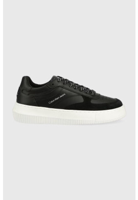 Calvin Klein Jeans Кожени маратонки Cupsole Laceup Basek Mid в черно - Pepit.bg