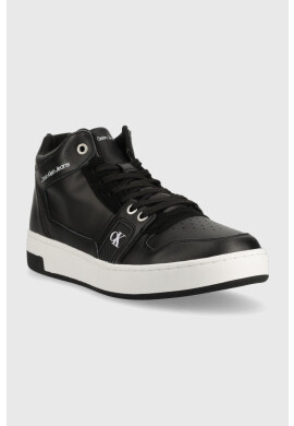 Calvin Klein Jeans Кожени маратонки Cupsole Laceup Basek Mid в черно - Pepit.bg