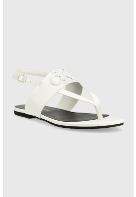 Calvin Klein Jeans Кожени сандали FLAT SANDAL HW в бяло YW0YW00953 - Pepit.bg