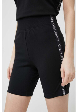 Calvin Klein Jeans Къс панталон в черно с апликация с висока талия - Pepit.bg