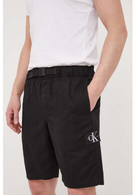 Calvin Klein Jeans Къс панталон с лен в черно - Pepit.bg