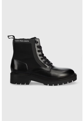 Calvin Klein Jeans Кубинки Military Boot в черно с равна подметка - Pepit.bg