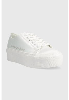 Calvin Klein Jeans Маратонки FLATFORM+ CUPSOLE SATIN в бяло - Pepit.bg