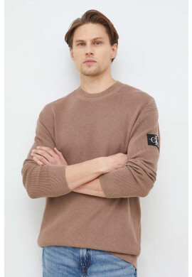 Calvin Klein Jeans Памучен пуловер мъжки в кафяво от лека материя - Pepit.bg