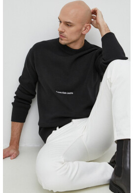Calvin Klein Jeans Памучен пуловер в черно - Pepit.bg
