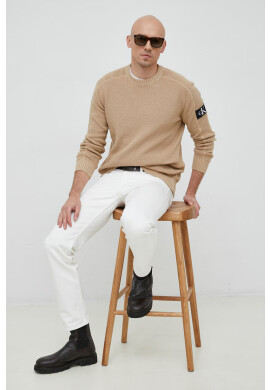 Calvin Klein Jeans Памучен пуловер в сиво - Pepit.bg