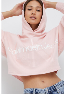 Calvin Klein Jeans Памучен суичър в розово с принт - Pepit.bg