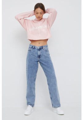 Calvin Klein Jeans Памучен суичър в розово с принт - Pepit.bg