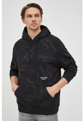Calvin Klein Jeans Памучен суичър мъжка в черно с десен - Pepit.bg