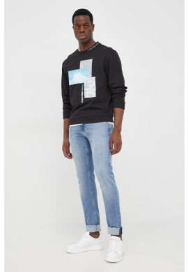 Calvin Klein Jeans Памучен суичър в черно с принт - Pepit.bg