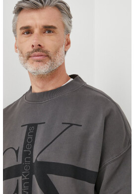 Calvin Klein Jeans Памучен суичър в сиво с принт - Pepit.bg