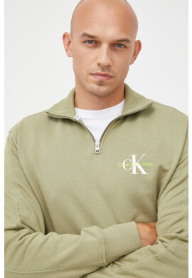 Calvin Klein Jeans Памучен суичър в тъмносиньо с апликация - Pepit.bg