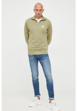 Calvin Klein Jeans Памучен суичър в тъмносиньо с апликация - Pepit.bg