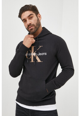 Calvin Klein Jeans Памучен суичър в лилаво с качулка с принт - Pepit.bg