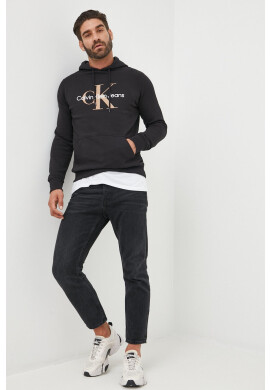 Calvin Klein Jeans Памучен суичър в лилаво с качулка с принт - Pepit.bg