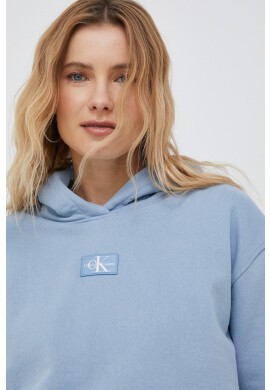 Calvin Klein Jeans Памучен суичър в лилаво с качулка с апликация - Pepit.bg