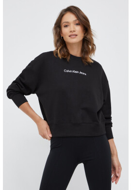 Calvin Klein Jeans Памучен суичър в черно с апликация - Pepit.bg