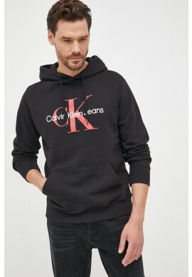 Calvin Klein Jeans Памучен суичър в черно с принт - Pepit.bg