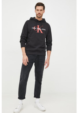 Calvin Klein Jeans Памучен суичър в черно с принт - Pepit.bg
