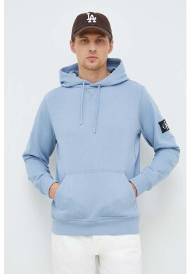 Calvin Klein Jeans Памучен суичър в бежово с качулка с изчистен дизайн - Pepit.bg