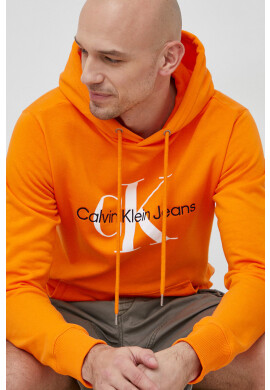 Calvin Klein Jeans Памучен суичър в бяло с качулка с принт - Pepit.bg