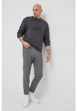 Calvin Klein Jeans Памучен суичър в сиво с апликация - Pepit.bg