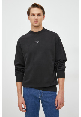 Calvin Klein Jeans Памучен суичър в черно с принт - Pepit.bg
