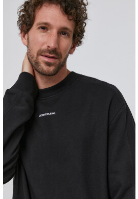 Calvin Klein Jeans Памучен суичър мъжки в черно с изчистен дизайн - Pepit.bg