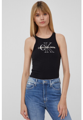 Calvin Klein Jeans Памучен топ в бежово - Pepit.bg
