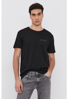 Calvin Klein Jeans Памучна тениска в черно с десен - Pepit.bg