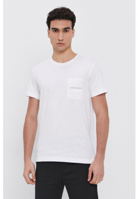 Calvin Klein Jeans Памучна тениска в бяло с принт - Pepit.bg