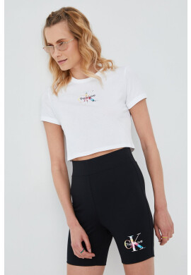 Calvin Klein Jeans Памучна тениска в бяло - Pepit.bg