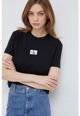 Calvin Klein Jeans Памучна тениска в черно - Pepit.bg