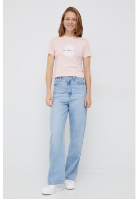Calvin Klein Jeans Памучна тениска в розово - Pepit.bg