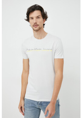 Calvin Klein Jeans Памучна тениска в сиво с принт - Pepit.bg