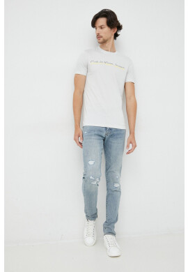Calvin Klein Jeans Памучна тениска в сиво с принт - Pepit.bg