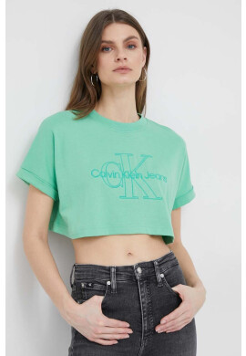 Calvin Klein Jeans Памучна тениска в бяло с принт - Pepit.bg