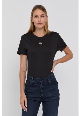 Calvin Klein Jeans Памучна тениска в черно - Pepit.bg