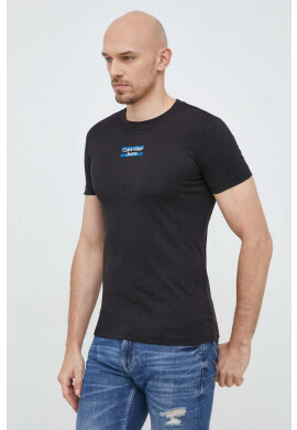 Calvin Klein Jeans Памучна тениска в черно с принт - Pepit.bg