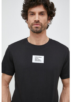 Calvin Klein Jeans Памучна тениска в черно с принт - Pepit.bg