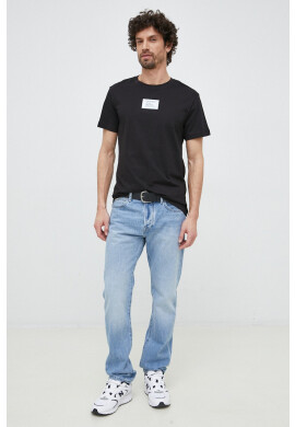 Calvin Klein Jeans Памучна тениска в черно с принт - Pepit.bg