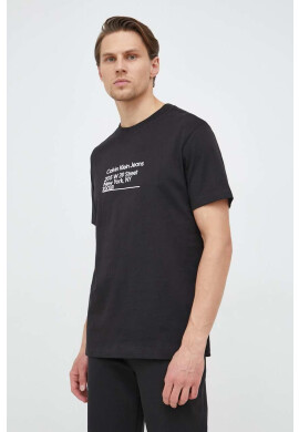 Calvin Klein Jeans Памучна тениска в черно с принт - Pepit.bg