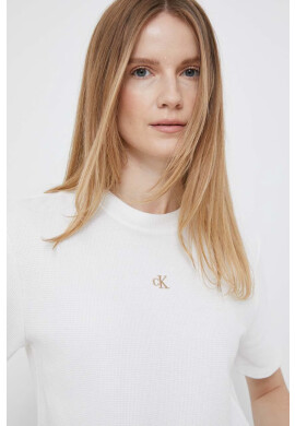 Calvin Klein Jeans Памучна тениска в бяло - Pepit.bg