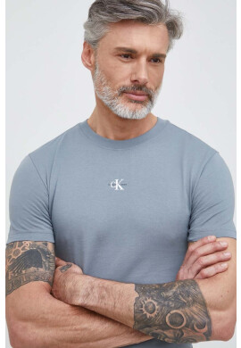 Calvin Klein Jeans Памучна тениска в синьо с изчистен дизайн - Pepit.bg