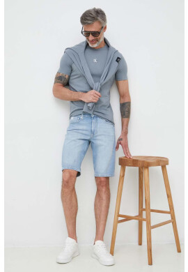 Calvin Klein Jeans Памучна тениска в синьо с изчистен дизайн - Pepit.bg